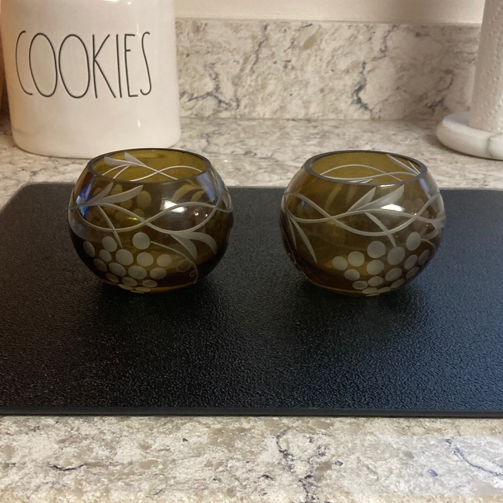 Yankee Candle Green Glass Candle Holders
